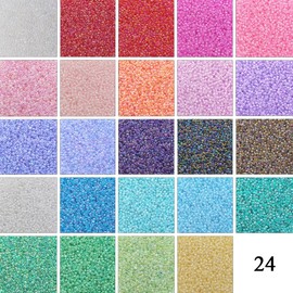 INSPIRELLE Size Almost Uniform 120 Gram 12/0 (2mm) Glass Round Seed Beads for Craft Jewelry Making, 24 Color-Lined Clear AB Colors