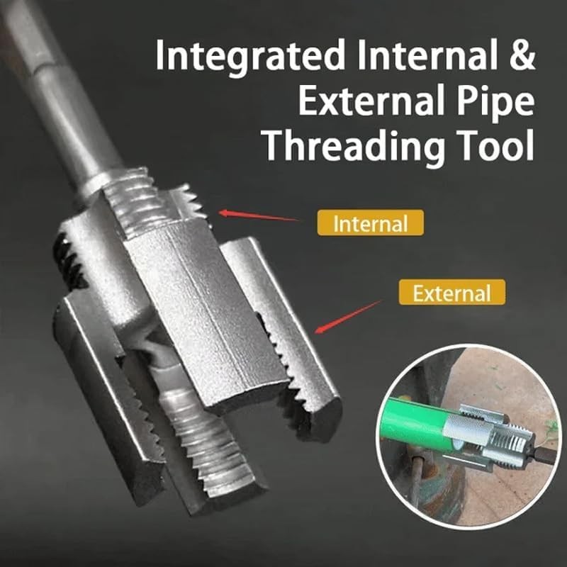 Integrated Internal & External Pipe Threading Tool, 1/2'' and 3/4''