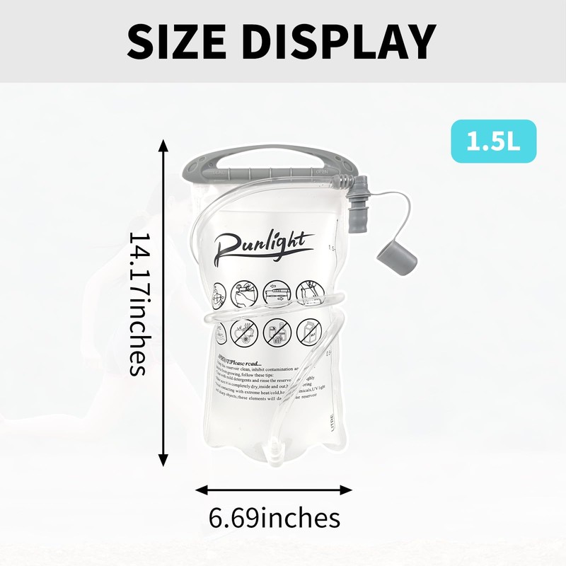 Runlight Hydration Bladder,1.5L Water Bladder for Hiking Backpack Leak-Proof Water