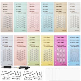 Annickee Set of 56 A6 Savings Challenge Budget Planner, Money Saving Challenge with Black Gel Pens, Savings Binder, Savings Challenge with 1€, 2€, 5€, 10€, 15€, 20€, 25€, 50€, 26Week, 30 Day, 52 Week,