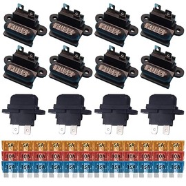 GTIWUNG 12 Pieces Car ATC Blade Standard Fuse Holder with Cover Black Car Fuse Holder Housing Moulded for Car Boat Truck SUV + 36 Pieces 5 Amp 10 Amp 15 Amp Standard Fuse
