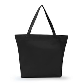YACEYACE Tote Bag, 17.75x13.75in, 1pcs Black Canvas, Zippered, Reusable, Unisex, All Ages