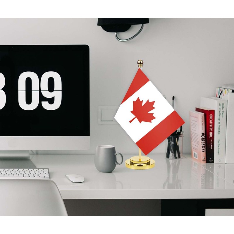 Canada Desk Flag,12 inch Tall Small Canadian Outdoor Banner,Tiny Printing