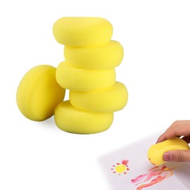 DHWEKU 6 Pieces Painting Sponge, Round Sponge Set, Painting Sponge School, Round Synthetic Art Sponge, Absorbent Painting Ceramic Watercolour Art Sponges for Crafts Colour Face Painting Hobbies