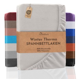 NatureMark Winter Thermal Fleece Fitted Sheet in Many Colours and Sizes Bed Sheet 90 x 190 to 100 x 200 cm Natural