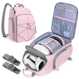 PGmoon Carrying Case Compatible with Oculus Meta Quest 2/Quest 3/Quest 3S/VR Elite Strap, Travel Storage Bag Backpack with Separate Room for Touch Controllers and Multi-Pockets (Patent Design)
