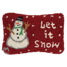 Chandler 4 Corners Artist-Designed Let It Snow Snowman Hand-Hooked Wool Decorative Throw Pillow - Christmas Pillow for Couches & Beds-Easy Care & Low Maintenance Winter Holiday Home Décor