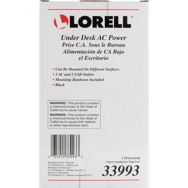 Lorell 33993 Under Desk AC Power, Black