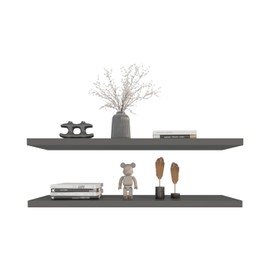 Floating Shelves, Matt Gray, 2-Tier, Modern Wall Shelves for Decor & Books