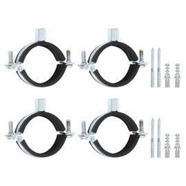 sourcing map 4 Pcs Adjustable Pipe Bracket Clamp, 2"(50mm) Wall Ceiling Mount Split Ring Pipe Hanger Galvanized Iron Pipe Strap Support with Screw & Expansion Tube for Pipe Tube
