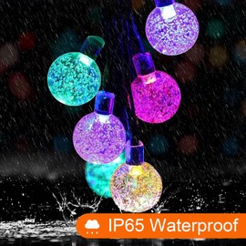 Ovker Outdoor Solar Fairy Lights, 50 LEDs, 23 ft/7 m Fairy Lights, Solar 8 Modes, Waterproof Crystal Balls, Solar Christmas Fairy Lights for Outdoors, Garden, Trees, Weddings (Multi-Colour)