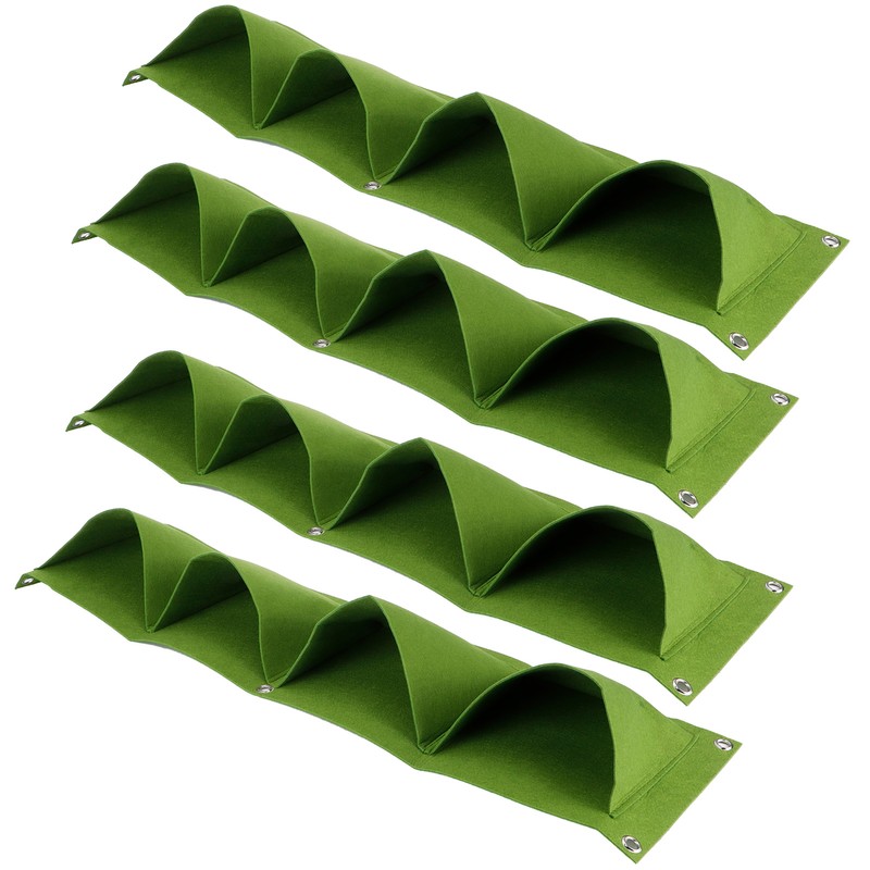 4Pcs 4 Pocket Plant Grow Bag Wall Mounted Reusable Degradable