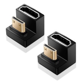 LUIRSAY Mini HDMI to HDMI Angle, 2 Pieces, 8K@60Hz, 48Gbps UHD2.1, 180 Degree Adapter for Camera/Laptop/Tablet/HDTV/Projector