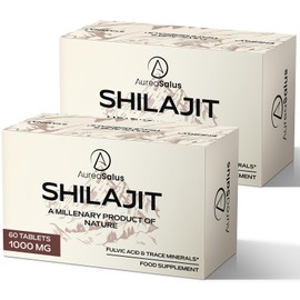 AureaSalus Shilajit Tablets 30,000mg, 60 Counts Himalayan Shilajit Tablets (1000mg Per Serving), Rich in 85+ Minerals & Fulvic Acid, More Convenient Than Shilajit Resin (120 Tablets)