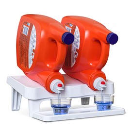 TidyFriend Detergent Holder Shelf for Laundry Room - Holds 2 Liquid Soap Dispenser, Laundry Soap Station Organizer, Detergent Stand with Drip Catcher Drip Tray Storage Organization (White)