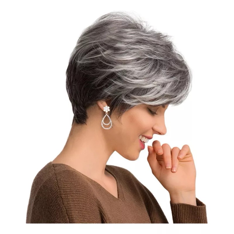 generic Peluca Corta Con Flequillo Pelo Fibra Natural Moda