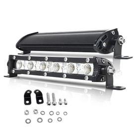 Willpower Single Row LED Light Bar Low Profile Ultra Thin Slim Mini Flood Beam On Grill Front Back Bumper Backup Light for Polaris RZR SxS Truck RV Trailer (7 in 30W-Flood)