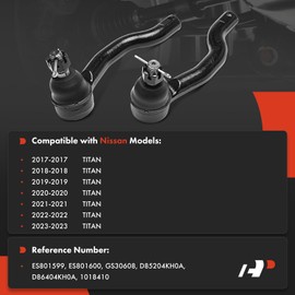 A-Premium 2 x Front Outer Tie Rod Ends, Compatible with Nissan Titan 2017-2023