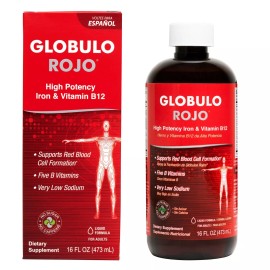 Globulo Rojo Liquid Dietary Supplement, B Vitamins / Iron 16 OZ (2 BOTTLES) 1/26