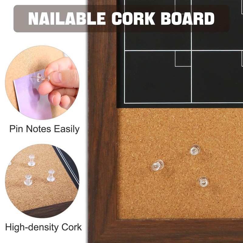 4 THOUGHT Chalkboard Calendar Corkboard Combo, 18" x 24" Bulletin