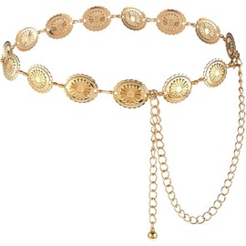 AFCJLTO 1 x metal chain belt with daisy design, adjustable for women's outfits, perfect for country concerts and dresses, western waist chain for cowgirls