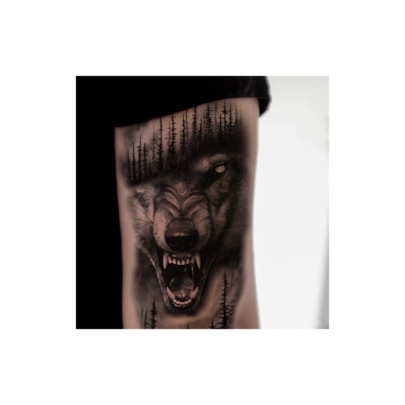 Oottati 2 Sheets Waterproof Fake Forest Wolf Tree Arm Leg