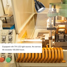 LED Work Light, 7W Metal LED Working Light Machine Tool Lamps Flexible Gooseneck Work Lamp with Magnetic Base for CNC Punching Machine Car Repair Shops, US Plug 110V-220V