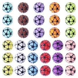 Craftdady 30 pcs 20 mm Sport Resin Rhinestone Beads Football Round Disco Beads Soccer Chunky Bubblegum Beads for DIY Crafts Bracelet Earring Jewelry Making Mixed Color