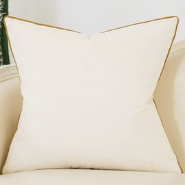 Avigers 18 x 18 Inch White Gold Striped Geometric Lines Embroidery Velvet Cushion Case Luxury Modern Throw Pillow Cover Decorative Pillow for Couch Living Room Bedroom Car 45 x 45cm