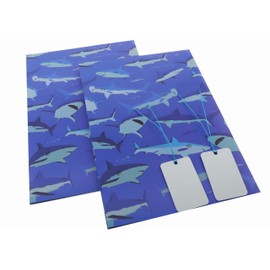 Shark Themed Wrapping Paper Gift Wrap - Sharks Swimming in Sea | For Shark Enthusiast Marine Biology | 2 Folded Sheets 2 Tags