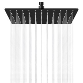 Midanya Rain Shower Head, Stainless Steel Large Rainfall Shower Head High Pressure, Bathroom Waterfall Square Showerhead, Ceiling or Wall Mount, Matte Black 10 Inch