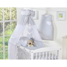 Viculii New Small Decorative Baby Cot Canopy Drape Mosquito Net Bow Hearts ONLY - pink or white or grey (Grey)