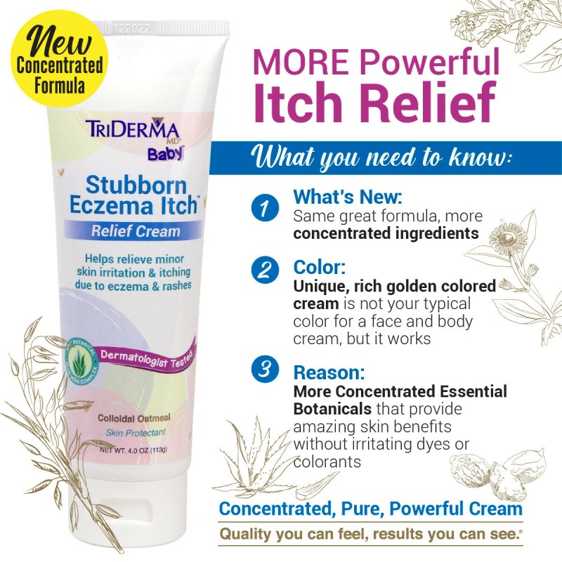 TriDerma Baby Stubborn Eczema Itch Relief Cream Soothing for Sensitive