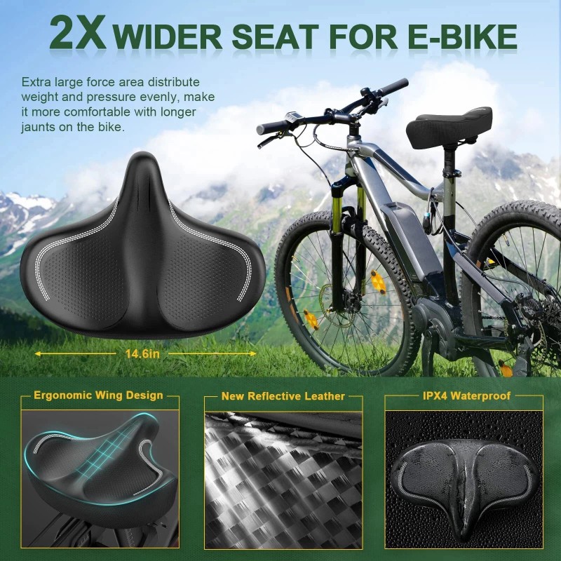 Gineoo Oversized Bike Seat Extra, Wide Comfort Pure, Memory Foam