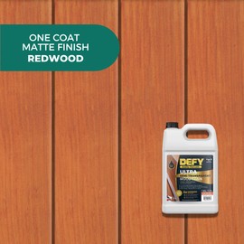 DEFY Ultra Semi-Transparent Outdoor Wood Stain and Sealer in One – Redwood, 1 Gallon, Deck Stain and Sealer | Rich Color and Satin Sheen for All Wood Types