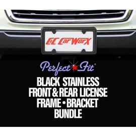 C&C Car Worx SI-24-FP-C-FB Front & Rear License Plate Frame Bracket Mounts with 2 Sets of Black Stainless Steel Frames Compatible with 2024, 2025 Subaru Impreza (NOT WRX & STI)