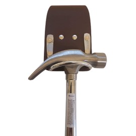 BBI Brown Leather Hammer Holder for Tool Belt | Steel Saddle Scafffolding Tool Belt Pouch