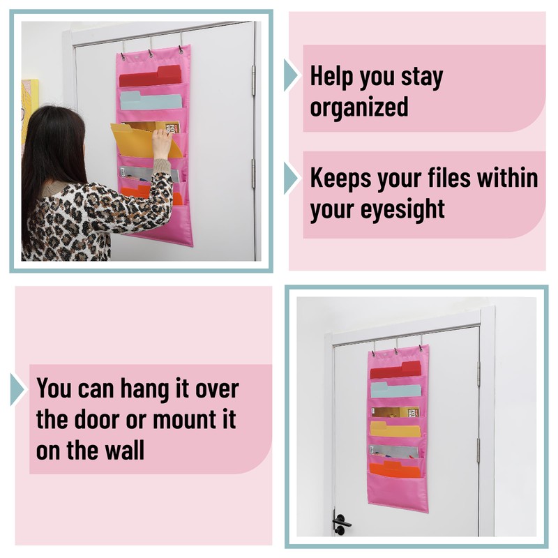 Mr. Pen Fabric Hanging-Wall File Organizer, Pink