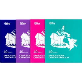 Hilroy Canada Laminated Stitch Book, 8-3/8" x 10-7/8", 40 Ruled Premium 90 GSM White Pages/20 Sheets, 7mm Ruling, 3-Hole Punched, 1 Notebook, Assorted Colour Laminated Covers, Colour May Vary (120051)