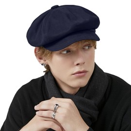 Gajaous Classic Newsboy Hats, Two Sizes Newsboy Flat Cap for Men and Women, Fashionable Baker Boy Hat Beret Cap, navy blue