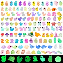 YHCHLHFF 150 Pcs Luminous Mini Resin Little Animal Miniature Animal Figurines Glow in The Dark to Hide mini Animals Micro Garden Potted Plants Landscape Aquarium Ornaments Fairy Garden Accessories