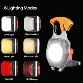 DXSAWA COB Keychain Work Light Keychain Flashlights 7 Light Modes,Portable Rechargeable Emergency cob Work Light with Folding Bracket Bottle Opener for Fishing,Camping and Walking