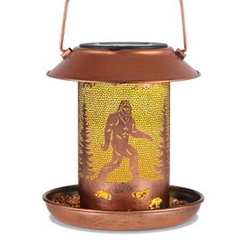 Tepaken Bird Feeder for Outdoors Hanging Metal Waterproof Wild Bird Feeder Lantern Light for Garden Decor(Bigfoot Pattern)