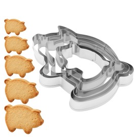 Juego de 5 Cortadores de Galletas de Cerdo Mexicano | Moldes de Acero Inoxidable para Marranitos y Puerquitos, Herramientas de Repostería para Fiestas