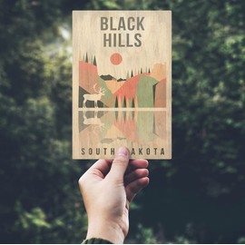 Black Hills, South Dakota, Geometric Opacity (4x6 Birch Wood Postcards, 2-Pack Stationary, Rustic Home Wall Decor)