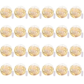 Brightown 24 Pack Fairy Lights Battery Operated - 7Ft 20 Led Mini String Lights Silver Wire Waterproof Firefly Starry DIY Lights for Bedroom Patio Wedding Party Christmas Decor (Warm White)