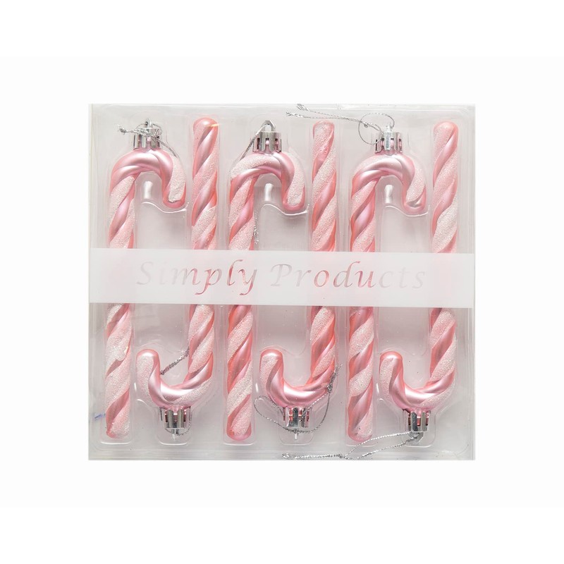 Pack of 6-13CM Glitter Candy Cane –Christmas Tree Hanging Decoration