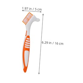 Vaguelly 4pcs Double Sided Denture Brush Ergonomic Design for Cleaning of False Teeth Soft Bristles Vibrant Colors for Daily Oral Hygiene