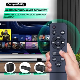 New Replacement Remote Control for Onn. Sound bar System, Only Works with 100020788 100024204 100024201 100019624 100008045