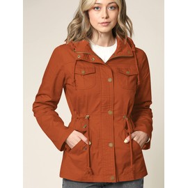Lock and Love LL WJC643 Womens Pop of Color Parka Jacket XL RUST